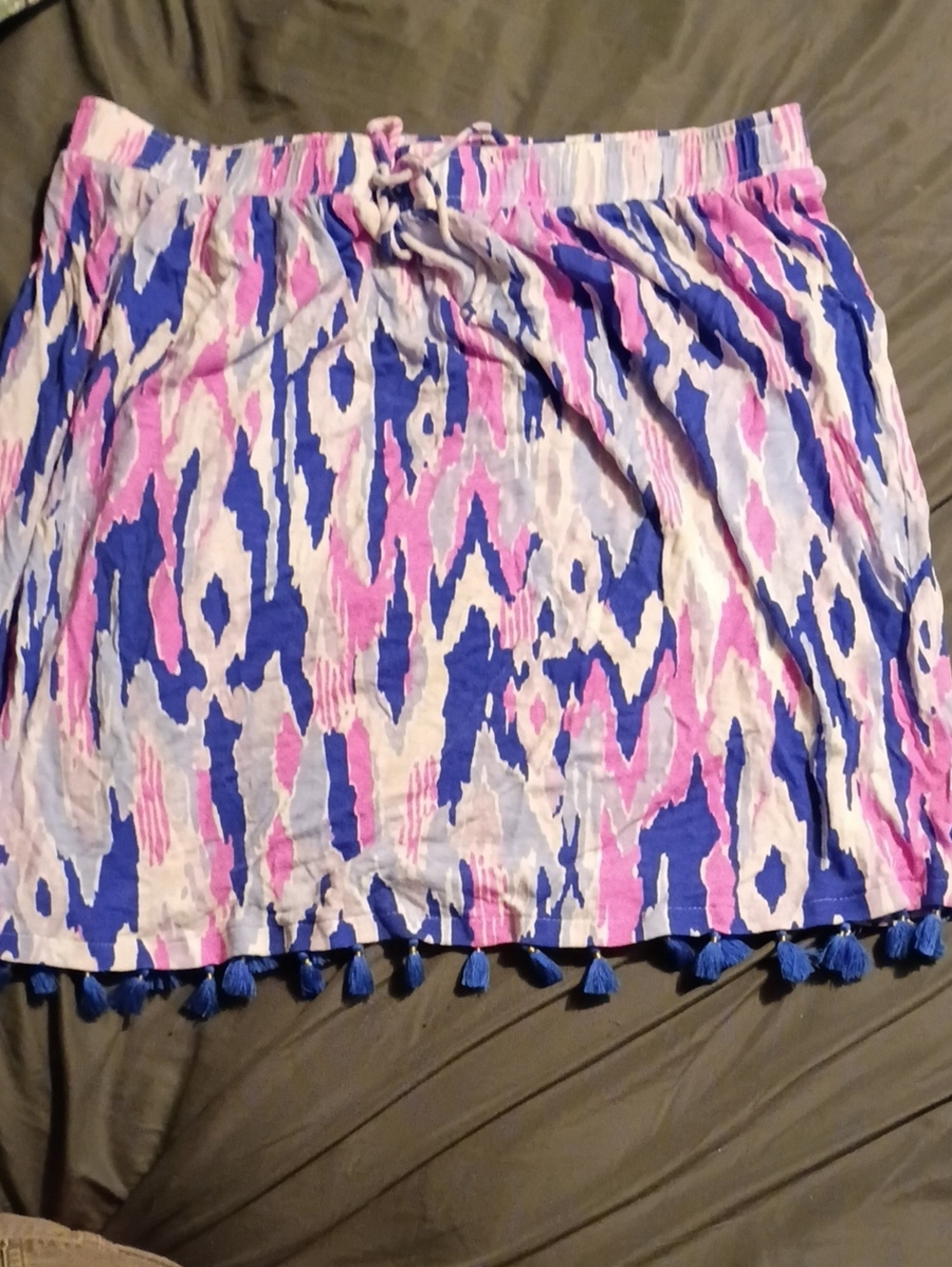 Lilly Pulitzer Pink, Blue & White Tassel Mini Skirt